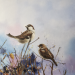 Sparrows in winter. SOLD